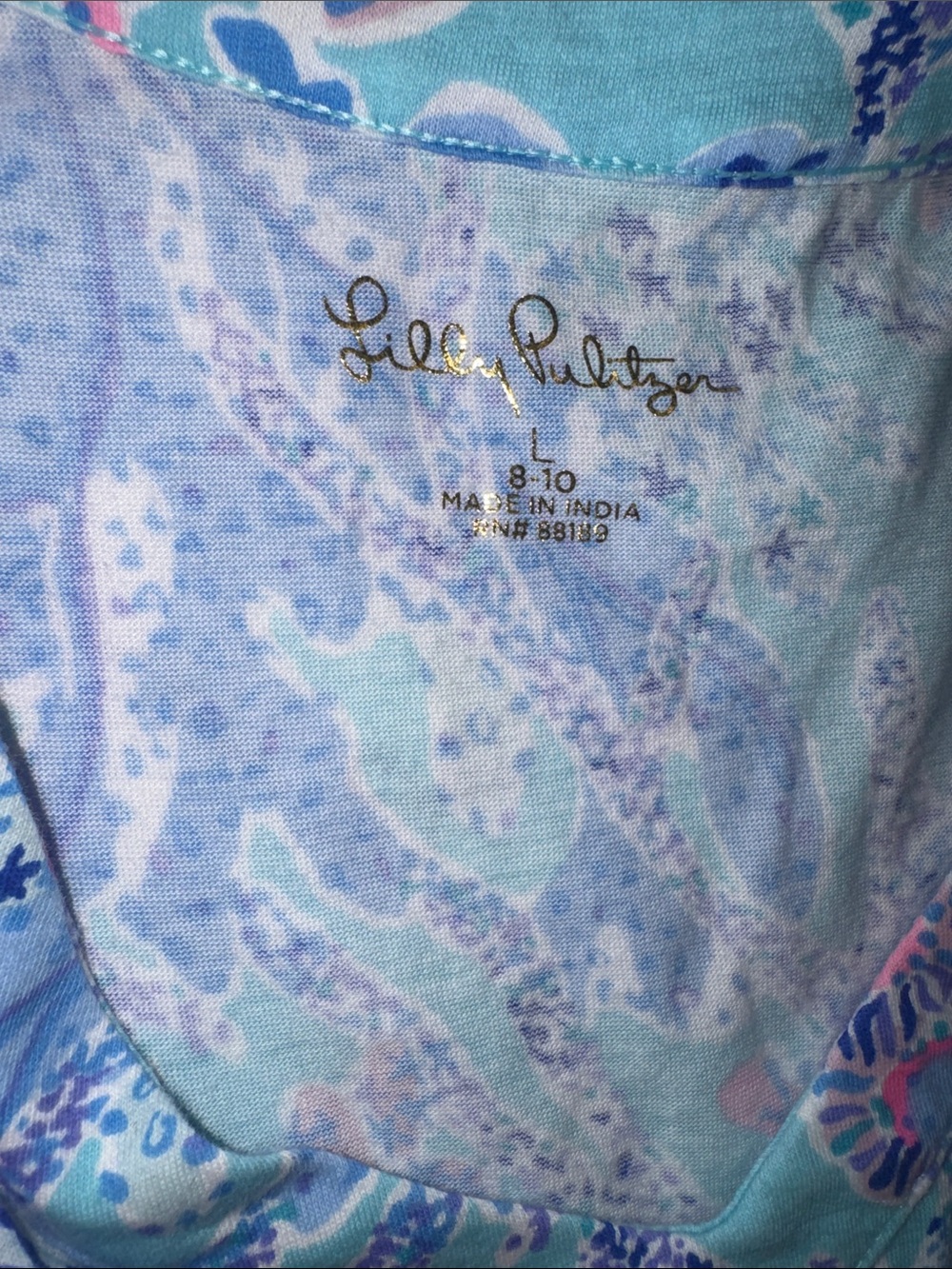 Lilly Pulitzer Aqua, Pink & Blue Floral Sleeveless Kids Dress L (8-10) - Picture 3 of 3